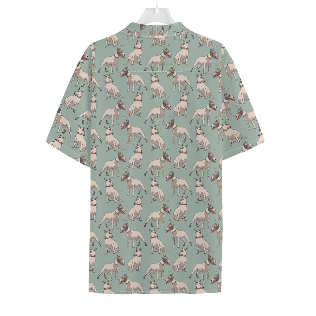 Laurel Green Bull Terrier Pattern Print Hawaiian Shirt