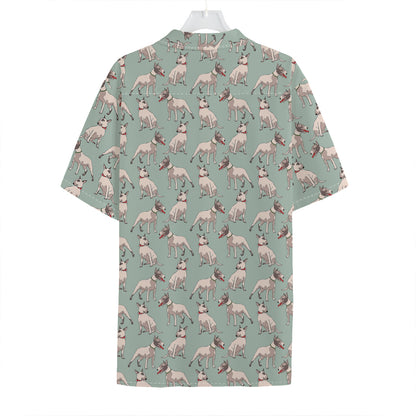 Laurel Green Bull Terrier Pattern Print Hawaiian Shirt