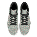 Laurel Green Bull Terrier Pattern Print High Top Leather Sneakers