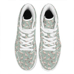Laurel Green Bull Terrier Pattern Print High Top Leather Sneakers