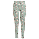 Laurel Green Bull Terrier Pattern Print High-Waisted Pocket Leggings