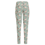 Laurel Green Bull Terrier Pattern Print High-Waisted Pocket Leggings