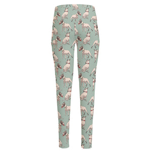 Laurel Green Bull Terrier Pattern Print High-Waisted Pocket Leggings