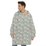 Laurel Green Bull Terrier Pattern Print Hoodie Blanket