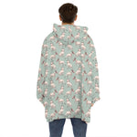 Laurel Green Bull Terrier Pattern Print Hoodie Blanket