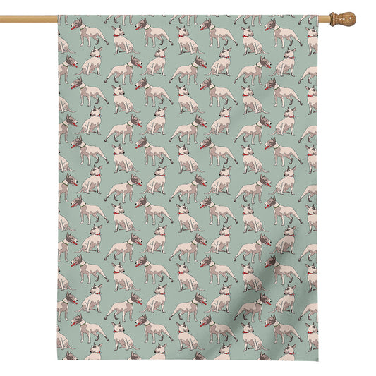 Laurel Green Bull Terrier Pattern Print House Flag