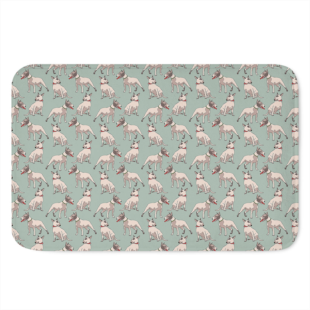Laurel Green Bull Terrier Pattern Print Indoor Door Mat