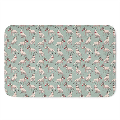 Laurel Green Bull Terrier Pattern Print Indoor Door Mat