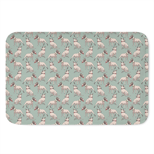 Laurel Green Bull Terrier Pattern Print Indoor Door Mat