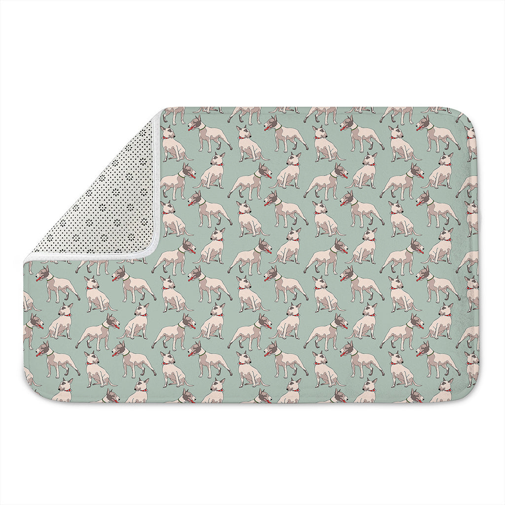 Laurel Green Bull Terrier Pattern Print Indoor Door Mat