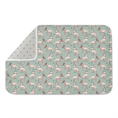 Laurel Green Bull Terrier Pattern Print Indoor Door Mat