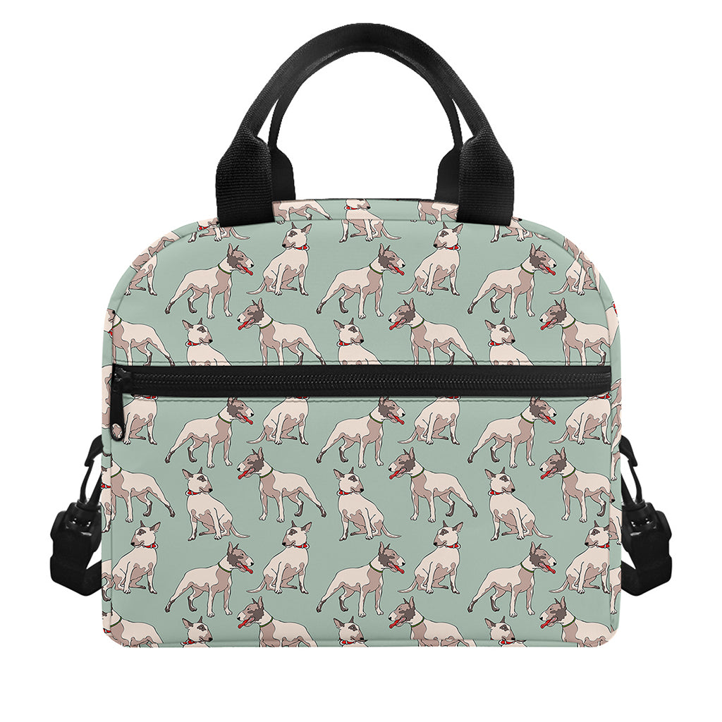 Laurel Green Bull Terrier Pattern Print Insulated Lunch Bag