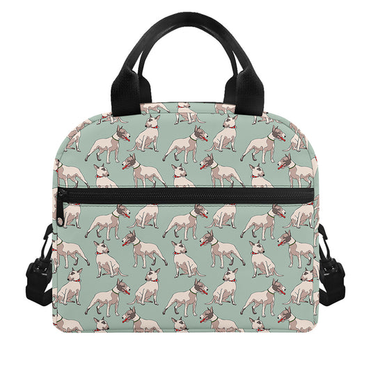 Laurel Green Bull Terrier Pattern Print Insulated Lunch Bag