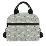 Laurel Green Bull Terrier Pattern Print Insulated Lunch Bag