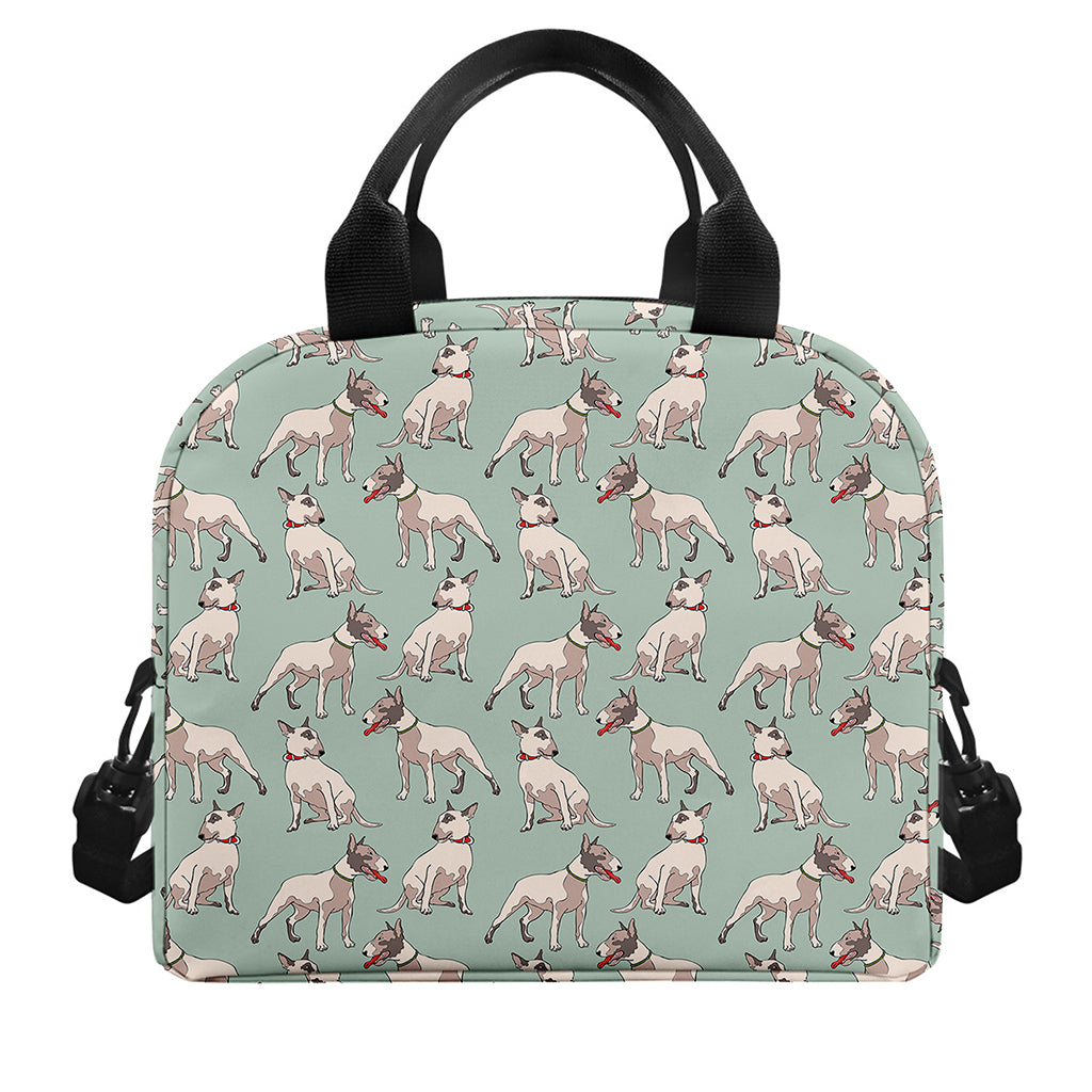 Laurel Green Bull Terrier Pattern Print Insulated Lunch Bag