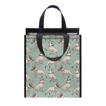 Laurel Green Bull Terrier Pattern Print Insulated Lunch Tote