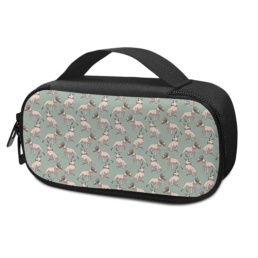 Laurel Green Bull Terrier Pattern Print Insulin Cooler Travel Case
