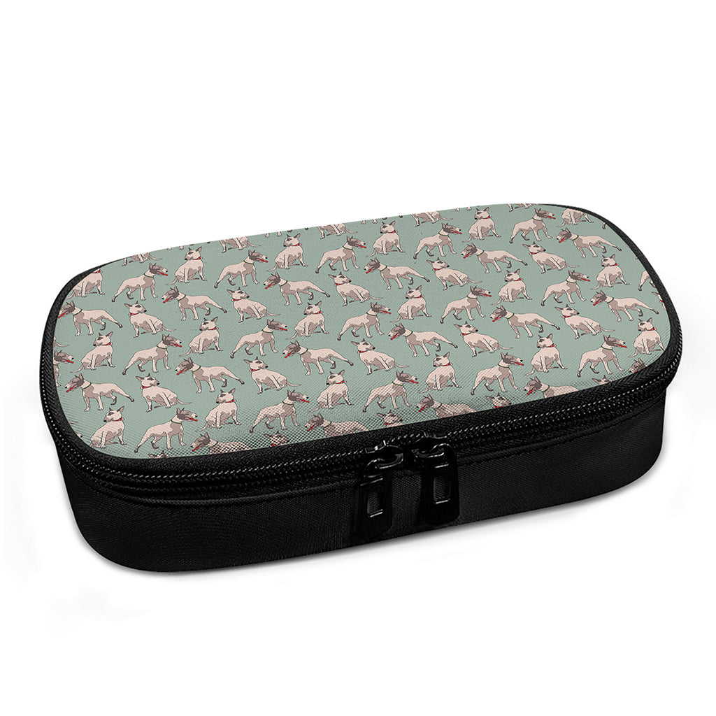 Laurel Green Bull Terrier Pattern Print Insulin Cooler Travel Case