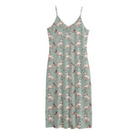Laurel Green Bull Terrier Pattern Print Jersey Midi Cami Dress