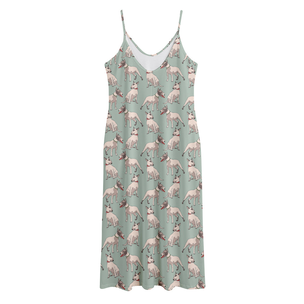 Laurel Green Bull Terrier Pattern Print Jersey Midi Cami Dress