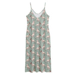 Laurel Green Bull Terrier Pattern Print Jersey Midi Cami Dress