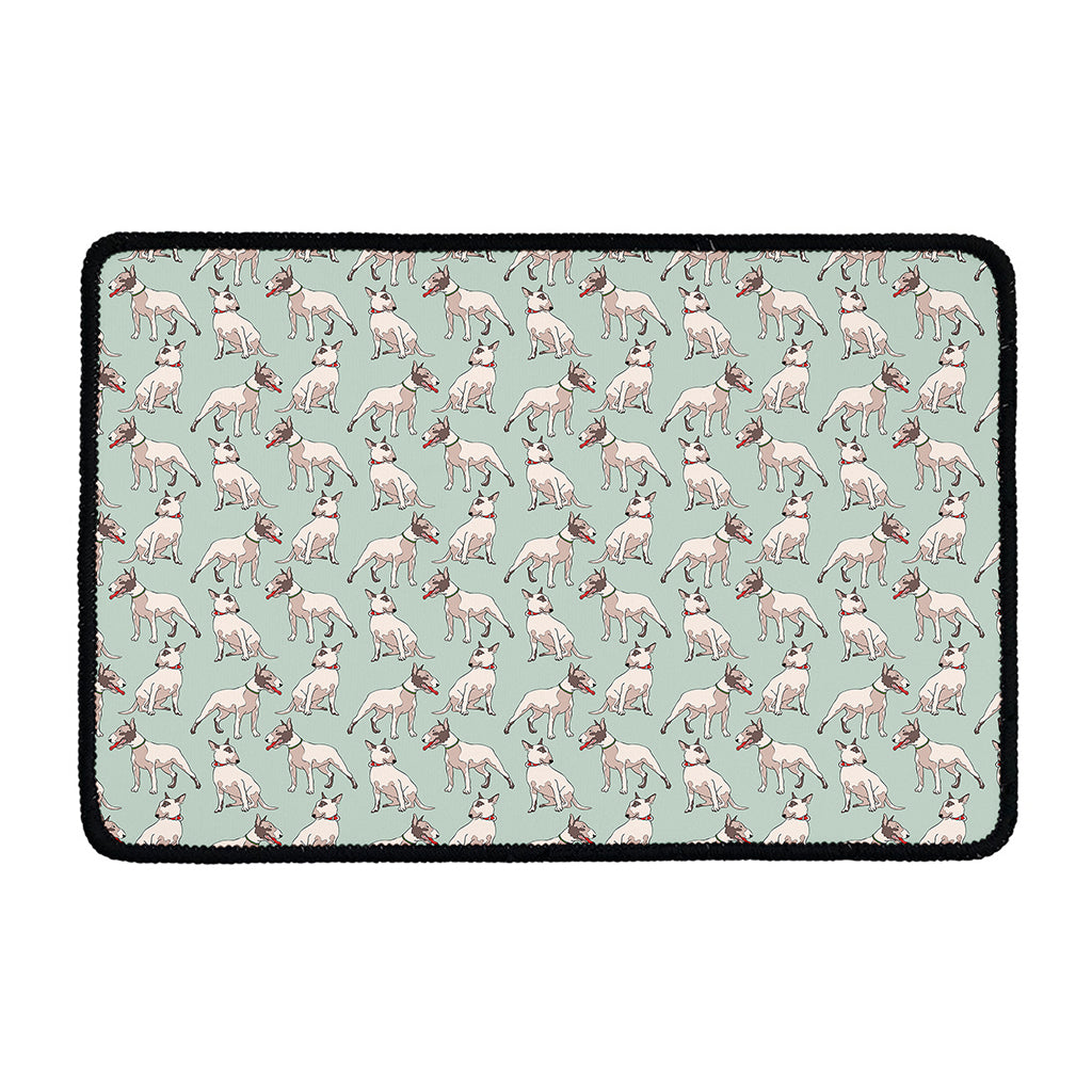 Laurel Green Bull Terrier Pattern Print Kitchen Mat