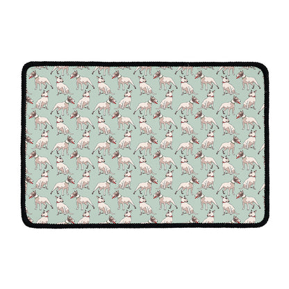 Laurel Green Bull Terrier Pattern Print Kitchen Mat