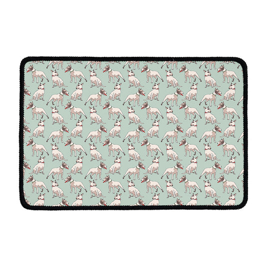Laurel Green Bull Terrier Pattern Print Kitchen Mat