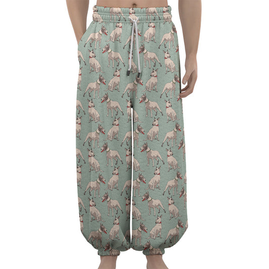 Laurel Green Bull Terrier Pattern Print Lantern Pants