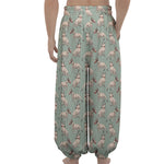 Laurel Green Bull Terrier Pattern Print Lantern Pants