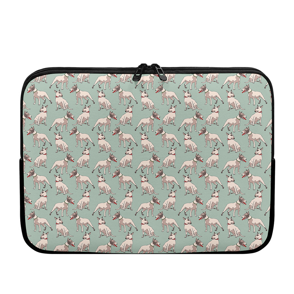 Laurel Green Bull Terrier Pattern Print Laptop Sleeve