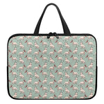 Laurel Green Bull Terrier Pattern Print Laptop Sleeve With Handle