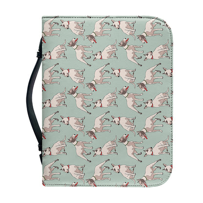 Laurel Green Bull Terrier Pattern Print Leather Bible Cover