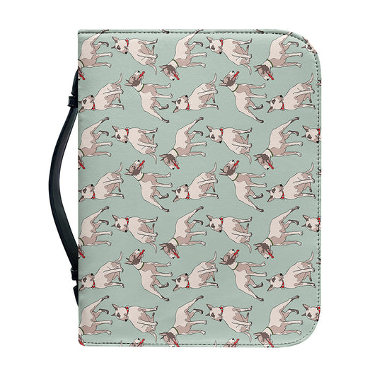 Laurel Green Bull Terrier Pattern Print Leather Bible Cover