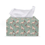 Laurel Green Bull Terrier Pattern Print Leather Tissue Box Cover