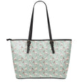 Laurel Green Bull Terrier Pattern Print Leather Tote Bag With Zipper