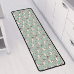 Laurel Green Bull Terrier Pattern Print Long Kitchen Mat