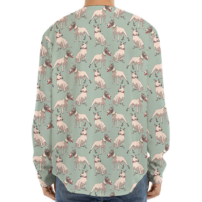 Laurel Green Bull Terrier Pattern Print Long Sleeve Baseball Jersey