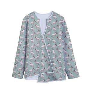 Laurel Green Bull Terrier Pattern Print Long Sleeve Short Coat