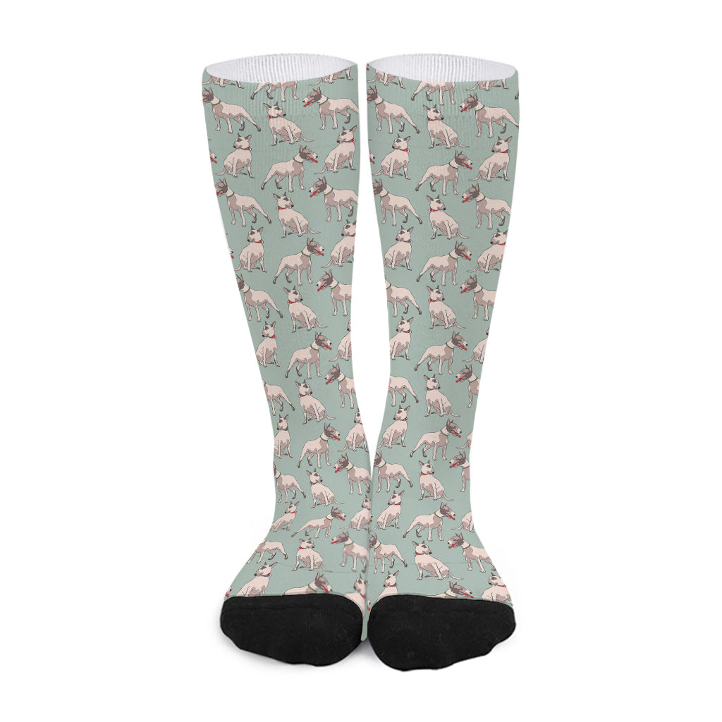 Laurel Green Bull Terrier Pattern Print Long Socks