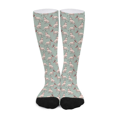 Laurel Green Bull Terrier Pattern Print Long Socks