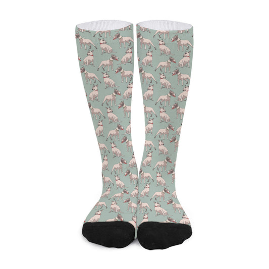 Laurel Green Bull Terrier Pattern Print Long Socks