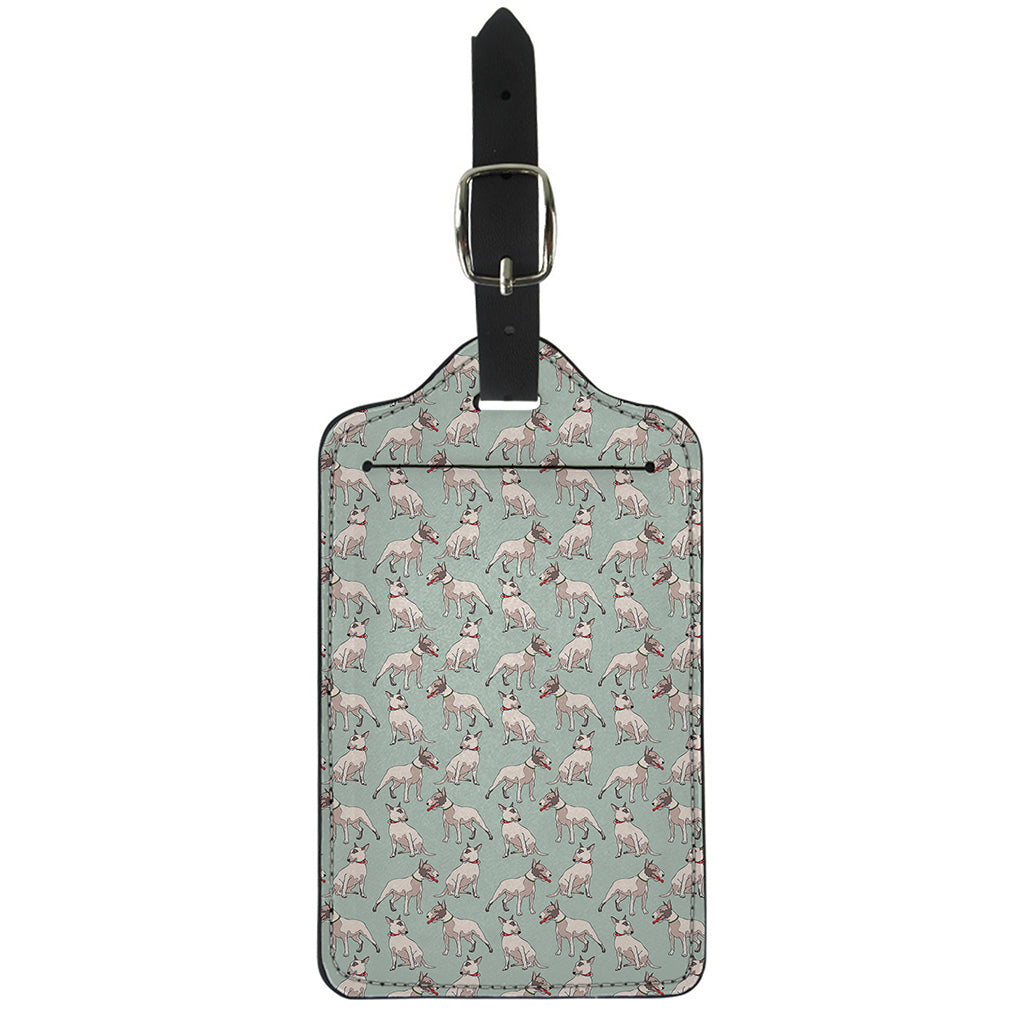 Laurel Green Bull Terrier Pattern Print Luggage Tag