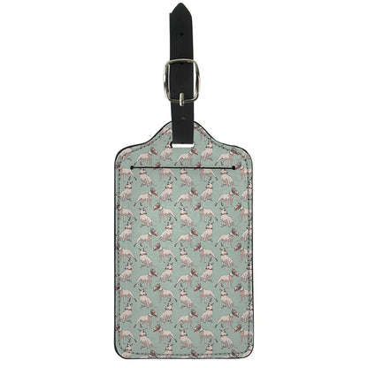 Laurel Green Bull Terrier Pattern Print Luggage Tag