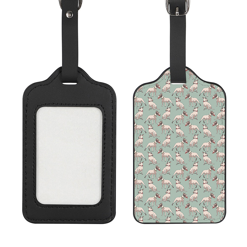 Laurel Green Bull Terrier Pattern Print Luggage Tag