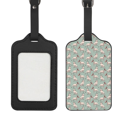 Laurel Green Bull Terrier Pattern Print Luggage Tag