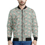 Laurel Green Bull Terrier Pattern Print Men's Bomber Jacket
