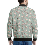 Laurel Green Bull Terrier Pattern Print Men's Bomber Jacket
