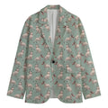 Laurel Green Bull Terrier Pattern Print Men's Cotton Blazer