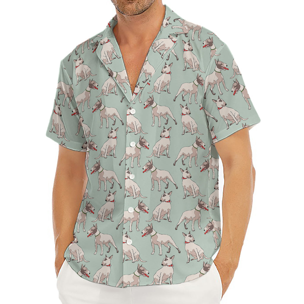 Laurel Green Bull Terrier Pattern Print Men's Deep V-Neck Shirt